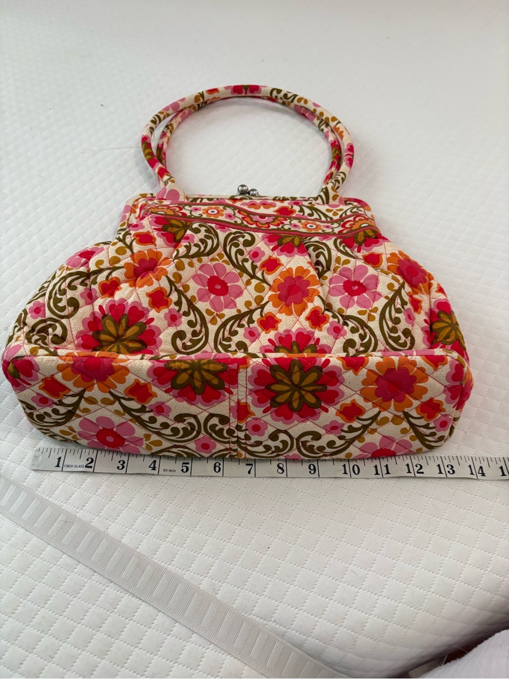 Vera Bradley Alice Kisslock Satchel Bag Folkloric Floral Quilted Retired EUC - Picture 15 of 17
